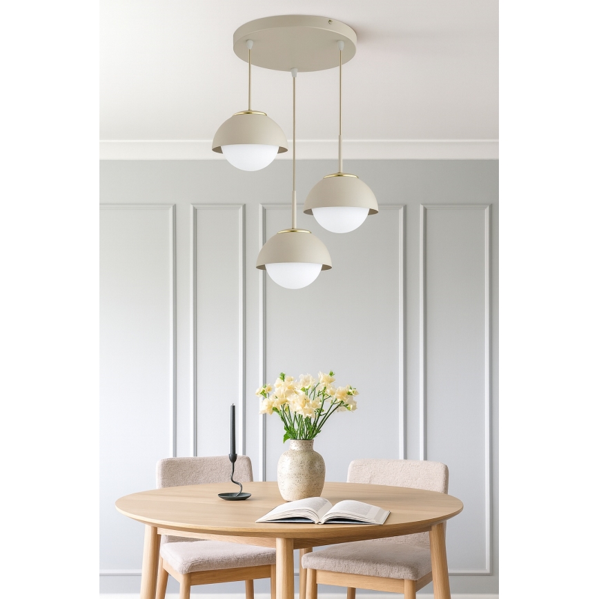 Brilagi - Hanglamp aan kabel 3xE27/60W/230V beige/goud