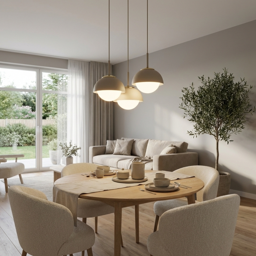 Brilagi - Hanglamp aan kabel 3xE27/60W/230V beige/goud