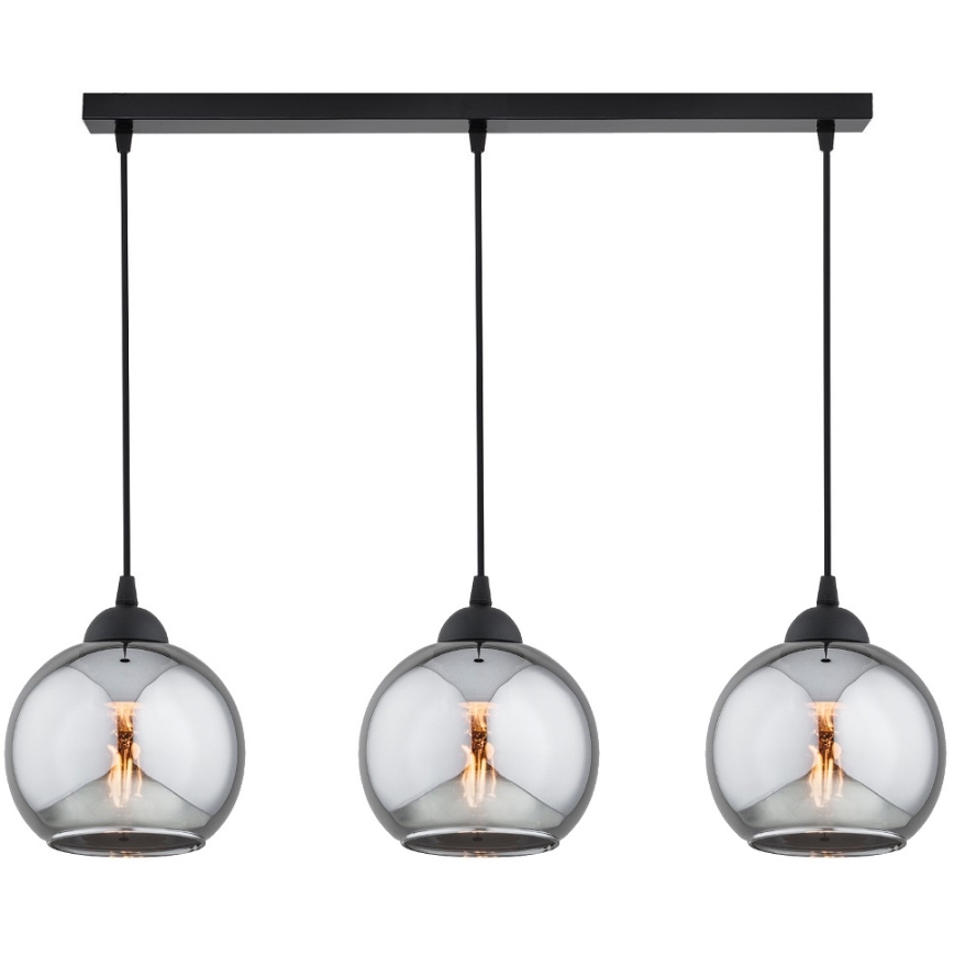 Brilagi - Hanglamp aan kabel 3xE27/60W/230V zwart/rookgrijs