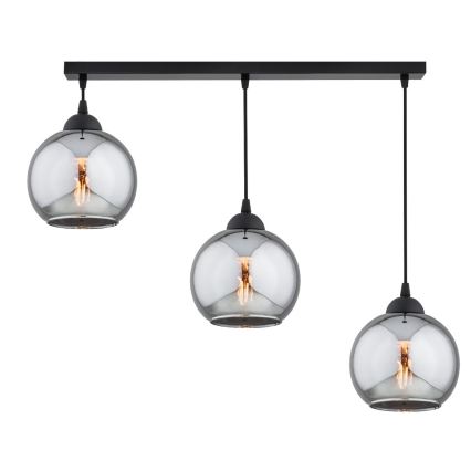 Brilagi - Hanglamp aan kabel 3xE27/60W/230V zwart/rookgrijs