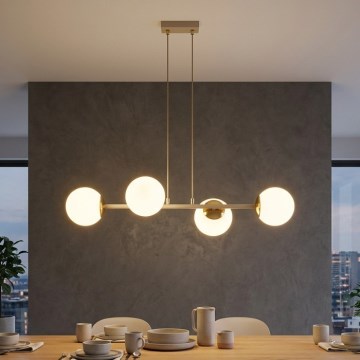 Brilagi - Hanglamp aan kabel 4xE27/60W/230V beige/goud