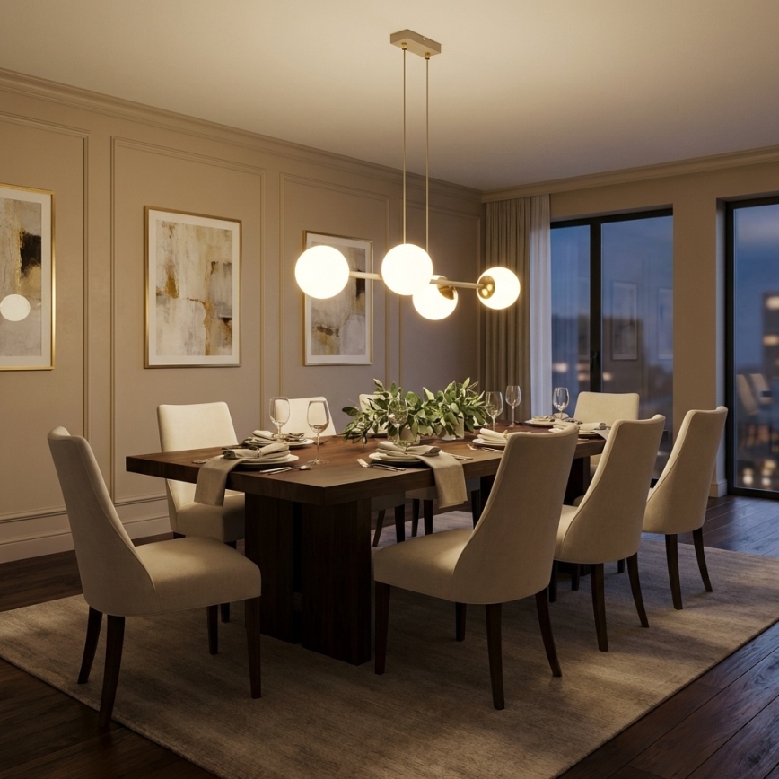 Brilagi - Hanglamp aan kabel 4xE27/60W/230V beige/goud