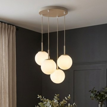 Brilagi - Hanglamp aan kabel 4xE27/60W/230V beige/goud