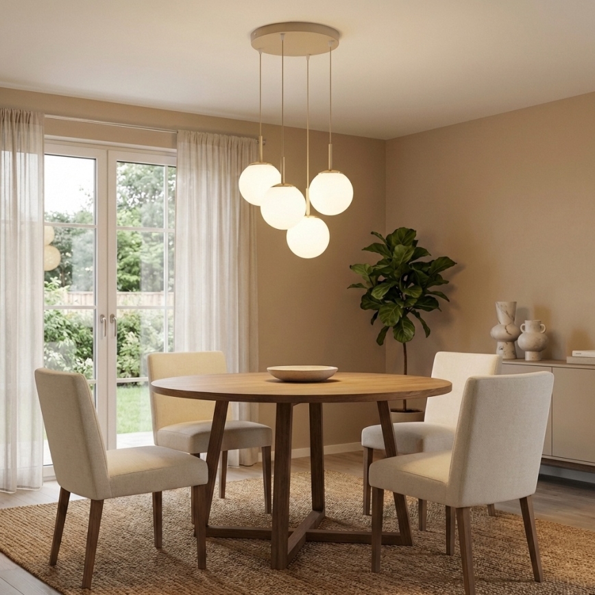 Brilagi - Hanglamp aan kabel 4xE27/60W/230V beige/goud