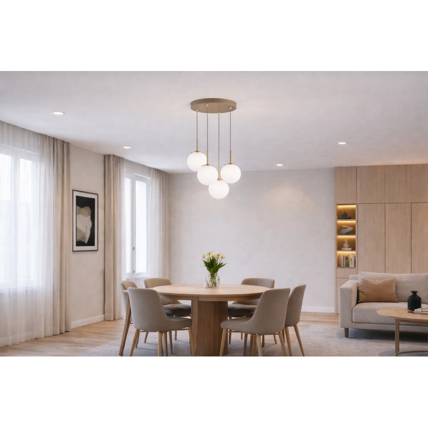 Brilagi - Hanglamp aan kabel 4xE27/60W/230V beige/goud