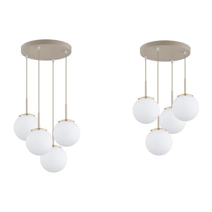 Brilagi - Hanglamp aan kabel 4xE27/60W/230V beige/goud