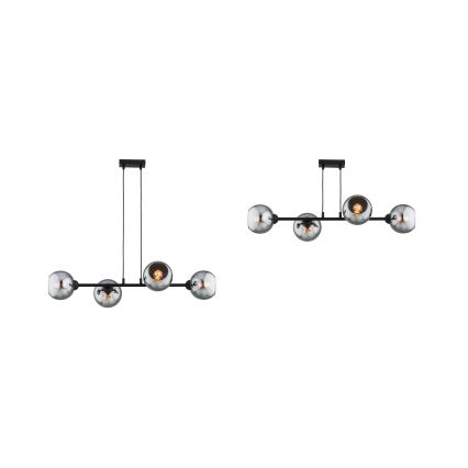 Brilagi - Hanglamp aan kabel 4xE27/60W/230V zwart/rookgrijs