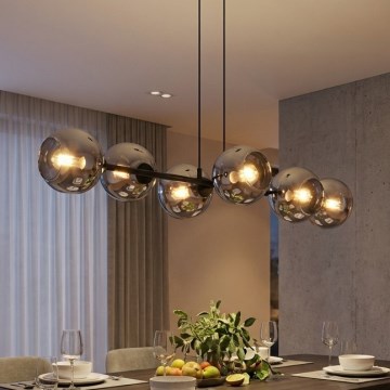 Brilagi - Hanglamp aan kabel 6xE27/60W/230V zwart/rookgrijs