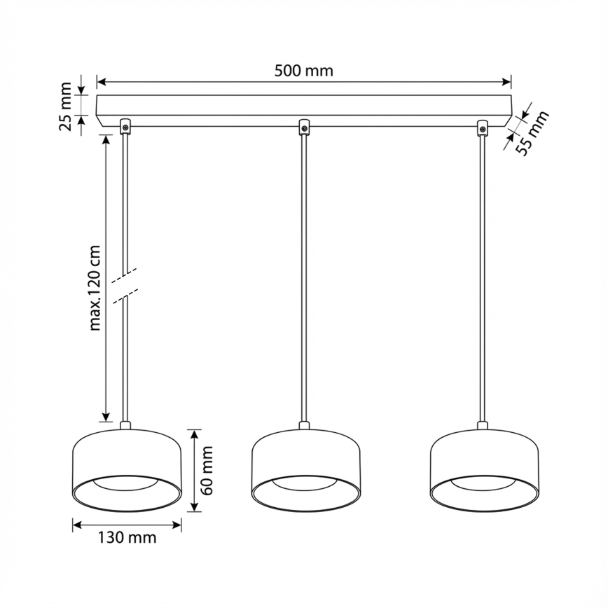 Brilagi - Hanglamp aan kabel AURA LUX 3xGX53/30W/230V zwart/goud