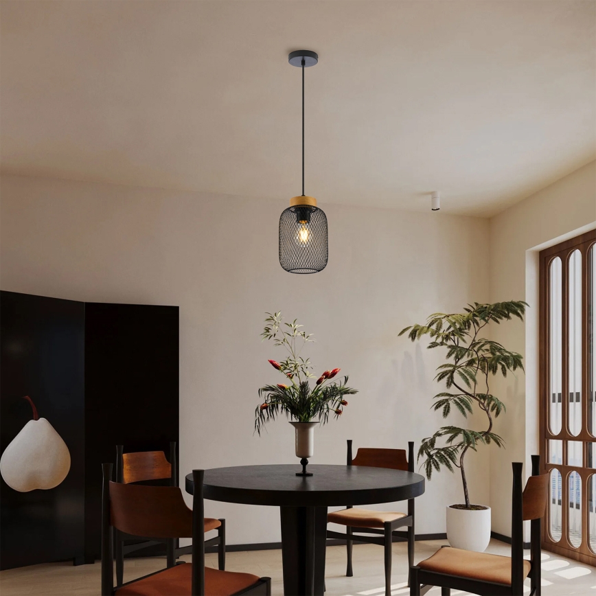 Brilagi - Hanglamp aan kabel BASKLITE 1xE27/15W/230V hout/zwart