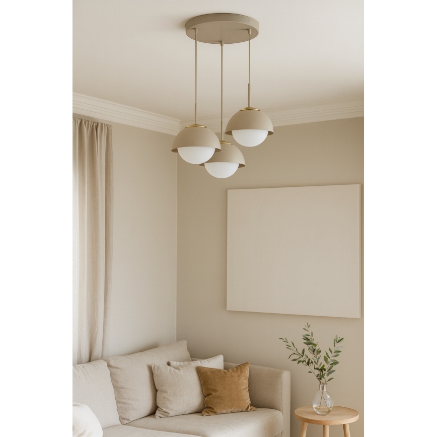 Brilagi - Hanglamp aan kabel COSMO 3xE27/60W/230V beige/goud