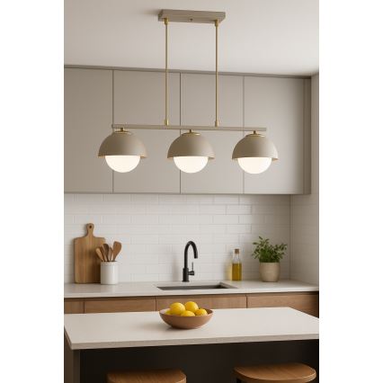 Brilagi - Hanglamp aan kabel COSMO 3xE27/60W/230V beige/goud