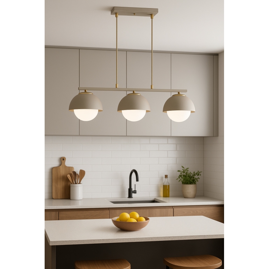 Brilagi - Hanglamp aan kabel COSMO 3xE27/60W/230V beige/goud