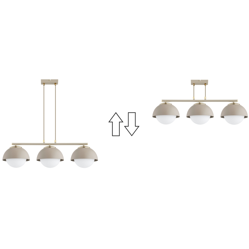 Brilagi - Hanglamp aan kabel COSMO 3xE27/60W/230V beige/goud