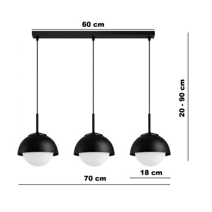 BRILAGI - Hanglamp aan kabel COSMO 3xE27/60W/230V zwart
