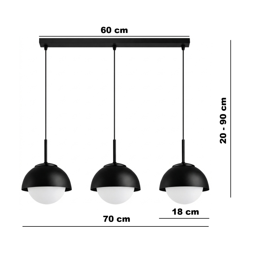 BRILAGI - Hanglamp aan kabel COSMO 3xE27/60W/230V zwart