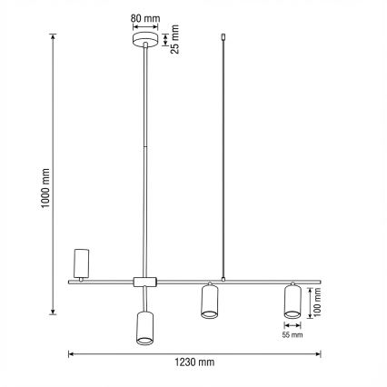 Brilagi - Hanglamp aan kabel CRANE 4xGU10/30W/230V wit