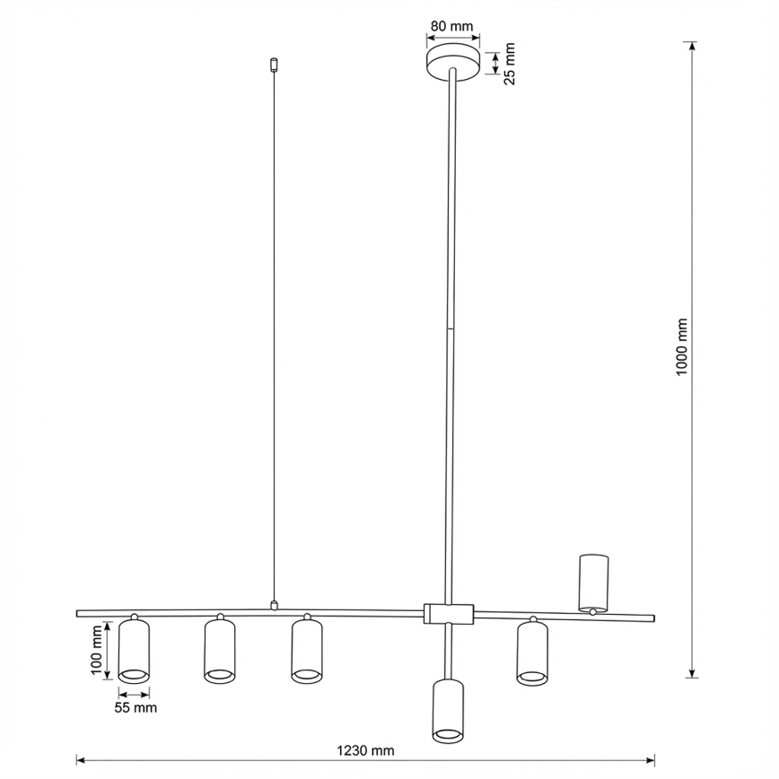Brilagi - Hanglamp aan kabel CRANE 6xGU10/30W/230V zwart
