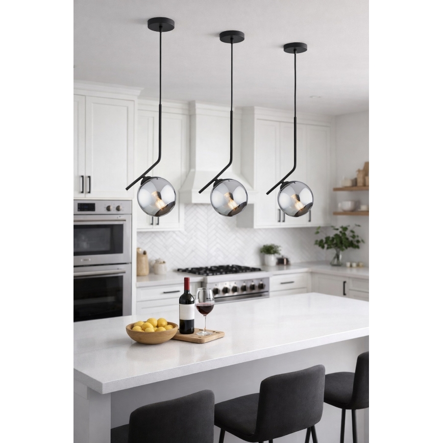Brilagi - Hanglamp aan kabel DIOR 1xE27/60W/230V zwart/rookgrijs