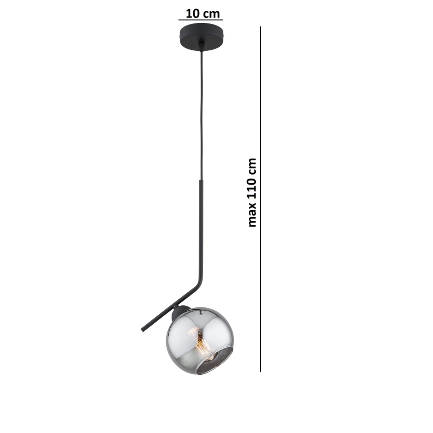Brilagi - Hanglamp aan kabel DIOR 1xE27/60W/230V zwart/rookgrijs