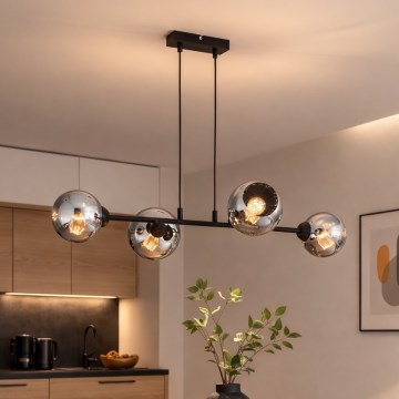 Brilagi - Hanglamp aan kabel DIOR 4xE27/60W/230V zwart/rookgrijs