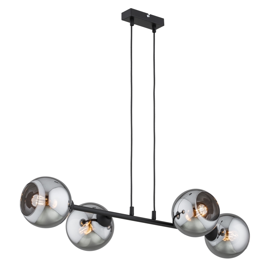 Brilagi - Hanglamp aan kabel DIOR 4xE27/60W/230V zwart/rookgrijs