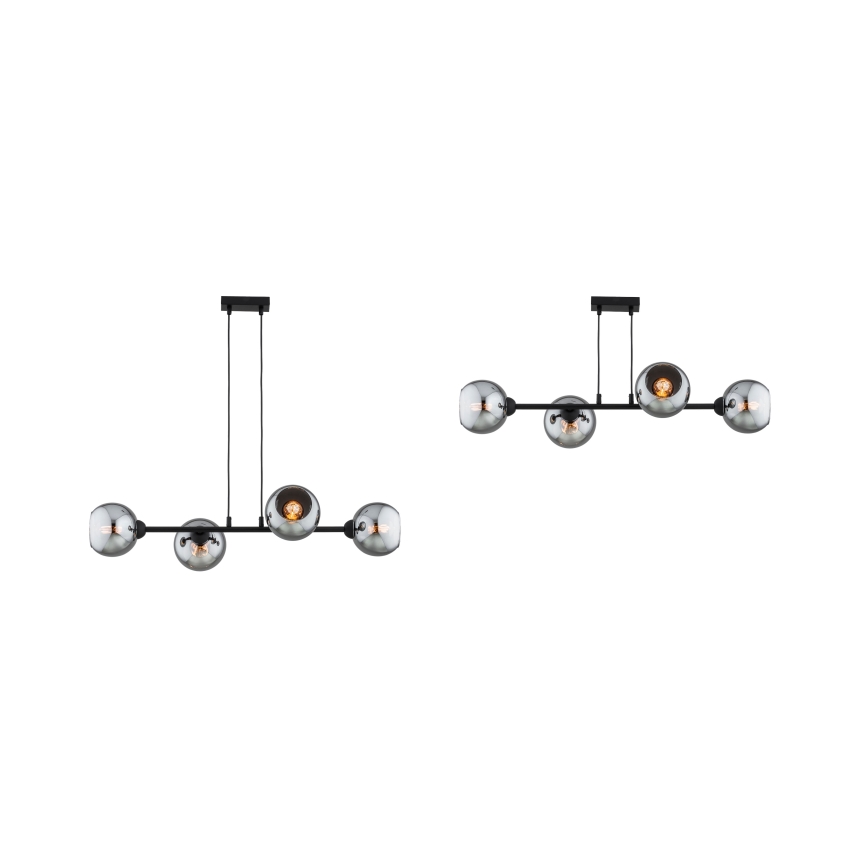 Brilagi - Hanglamp aan kabel DIOR 4xE27/60W/230V zwart/rookgrijs