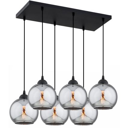 Brilagi - Hanglamp aan kabel DIOR 6xE27/60W/230V zwart/rookgrijs