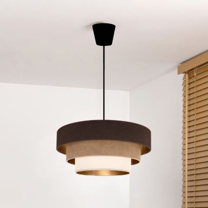 Brilagi - Hanglamp aan kabel LUNETA 1xE27/60W/230V Ø 40 cm bruin/beige/crème