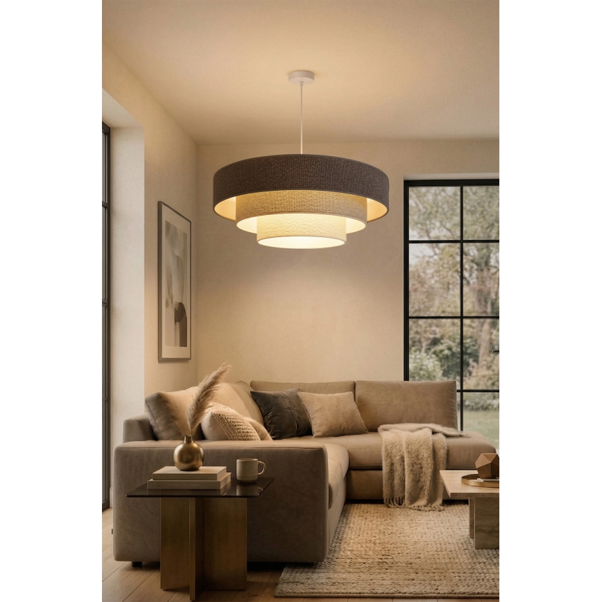 Brilagi - Hanglamp aan kabel LUNETA 3xE27/60W/230V pr. 80 cm grijs/crème/wit