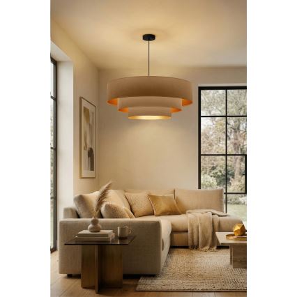 Brilagi - Hanglamp aan kabel LUNETA 3xE27/60W/230V Ø 80 cm beige/goud