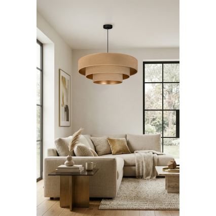 Brilagi - Hanglamp aan kabel LUNETA 3xE27/60W/230V Ø 80 cm beige/goud