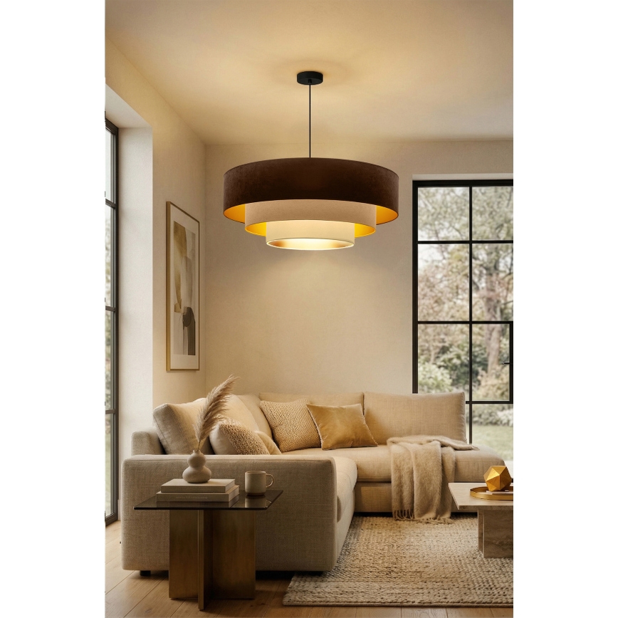 Brilagi - Hanglamp aan kabel LUNETA 3xE27/60W/230V Ø 80 cm bruin/beige/crème