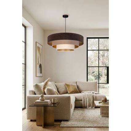 Brilagi - Hanglamp aan kabel LUNETA 3xE27/60W/230V Ø 80 cm bruin/beige/crème