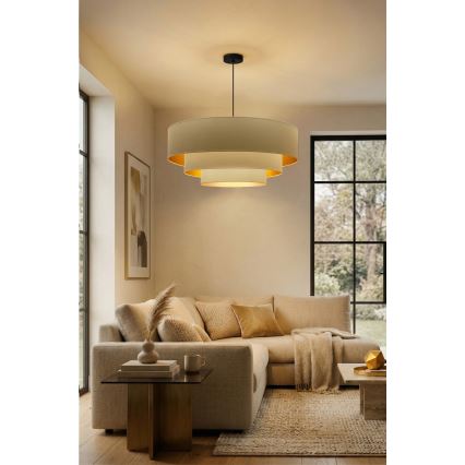 Brilagi - Hanglamp aan kabel LUNETA 3xE27/60W/230V Ø 80 cm crème/goudkleurig