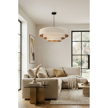 Brilagi - Hanglamp aan kabel LUNETA 3xE27/60W/230V Ø 80 cm crème/goudkleurig