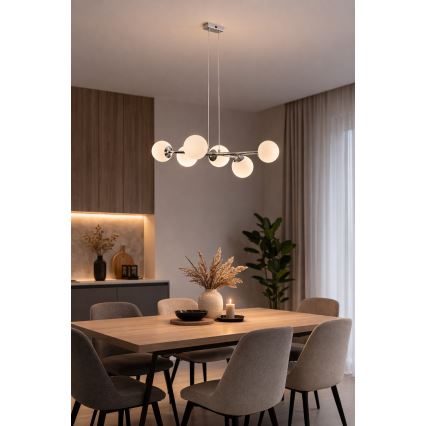 Brilagi - Hanglamp aan kabel MALONY 6xE14/20W/230V glanzend chroom
