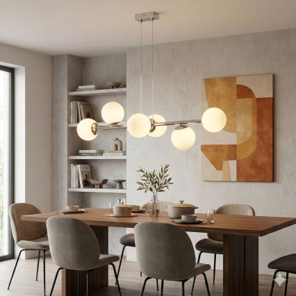 Brilagi - Hanglamp aan kabel MALONY 6xE14/20W/230V glanzend chroom