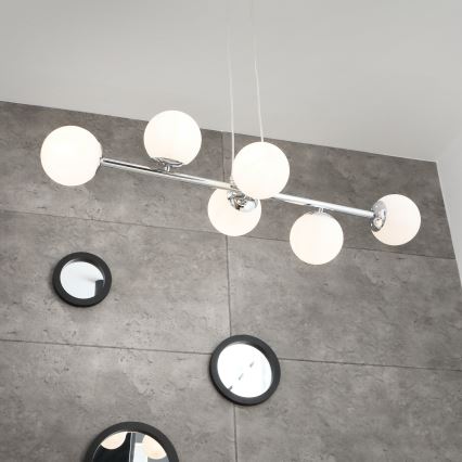 Brilagi - Hanglamp aan kabel MALONY 6xE14/20W/230V glanzend chroom