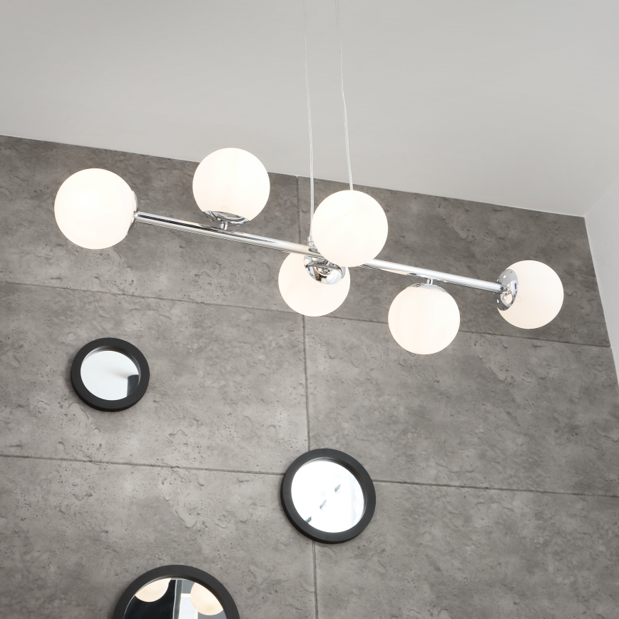 Brilagi - Hanglamp aan kabel MALONY 6xE14/20W/230V glanzend chroom