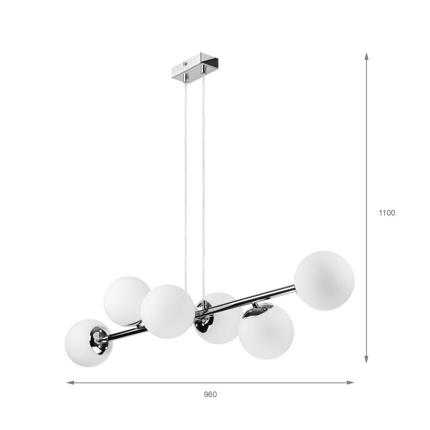 Brilagi - Hanglamp aan kabel MALONY 6xE14/20W/230V glanzend chroom