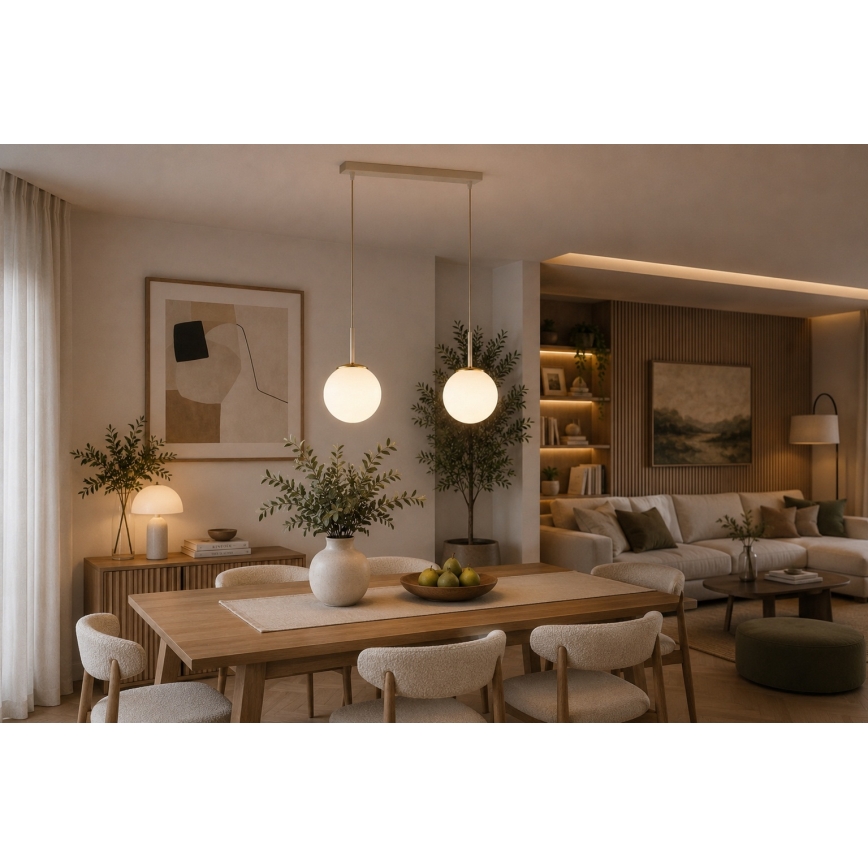 Brilagi - Hanglamp aan kabel MILO 2xE27/60W/230V beige/goud