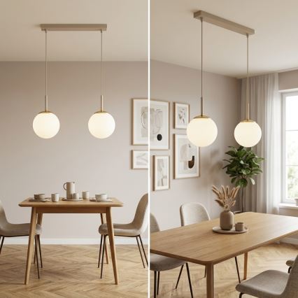 Brilagi - Hanglamp aan kabel MILO 2xE27/60W/230V beige/goud
