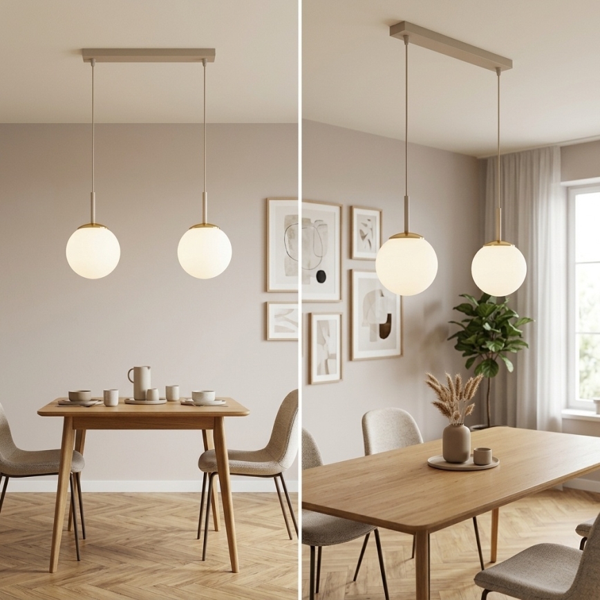 Brilagi - Hanglamp aan kabel MILO 2xE27/60W/230V beige/goud