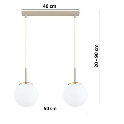 Brilagi - Hanglamp aan kabel MILO 2xE27/60W/230V beige/goud
