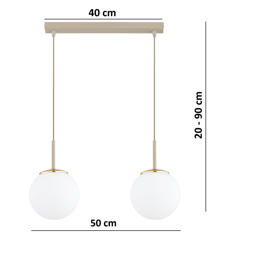 Brilagi - Hanglamp aan kabel MILO 2xE27/60W/230V beige/goud