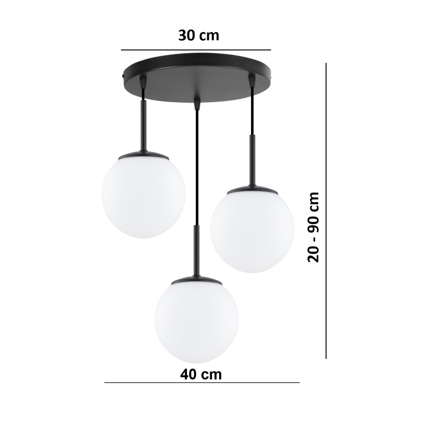 Brilagi - Hanglamp aan kabel MILO 3xE27/60W/230V zwart