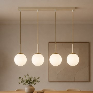 Brilagi - Hanglamp aan kabel MILO 4xE27/60W/230V beige/goud