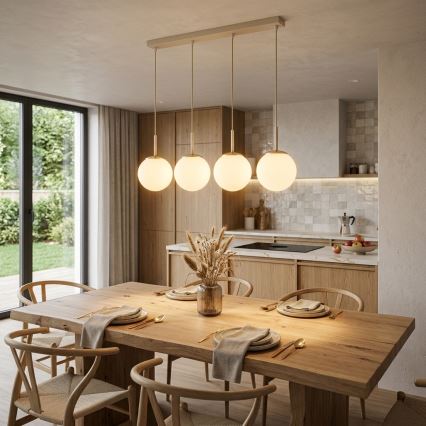 Brilagi - Hanglamp aan kabel MILO 4xE27/60W/230V beige/goud