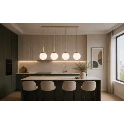 Brilagi - Hanglamp aan kabel MILO 4xE27/60W/230V beige/goud